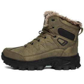 Men's Plus Size Warm High Top Outdoor Cotton Shoes (Option: Dark brown-44)