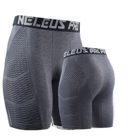 Sports Shorts Running Cycling Basketball Breathable Summer Slimming Stretch Casual Printing Quick-drying Men's Skin-tight Shorts (Option: Gray-M)