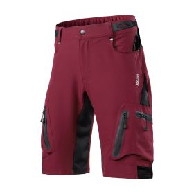 Outdoor Mountaineering Downhill Off Road Mountain Bike Five Point Cycling Shorts (Option: Dark Red-Asian Size XL)