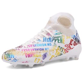 Soccer Shoes Fashion Breathable Broken Nail Soccer Shoes Men's Large Size (Option: Beige long nails-36)