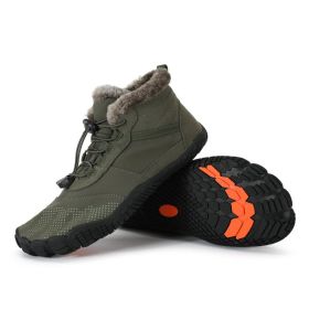 Winter Outdoors Sports Cycling Fleece-lined Thickened Non-slip Waterproof Hiking Shoes (Option: Army Green-46)